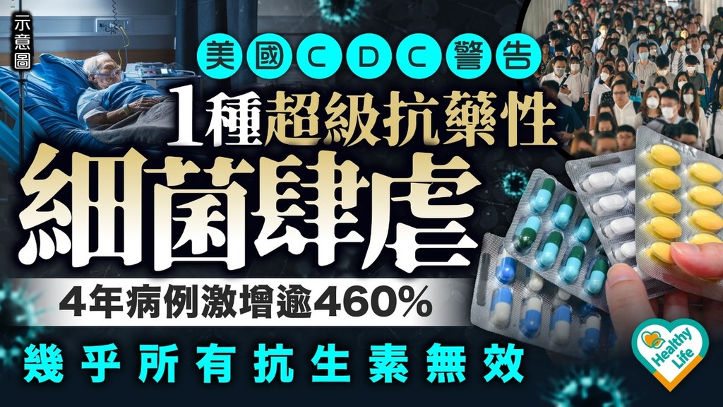 抗藥性細菌｜1種超級抗藥性細菌肆虐 4年病例激增逾460% 美國疾控中心：幾乎所有抗生素無效