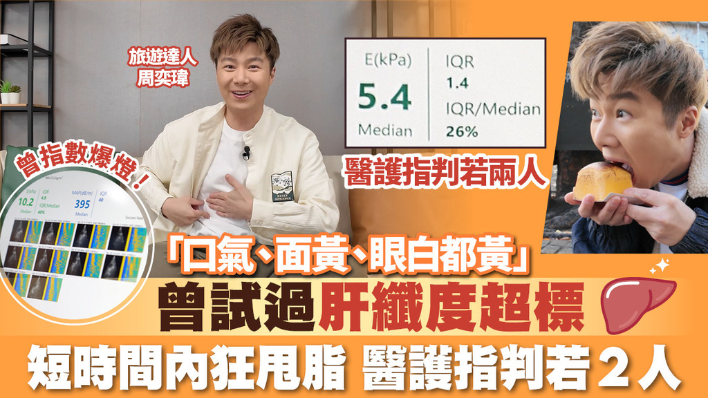 旅遊達人周奕瑋自爆曾有肥肝 短時間內狂甩脂 醫護指判若2人