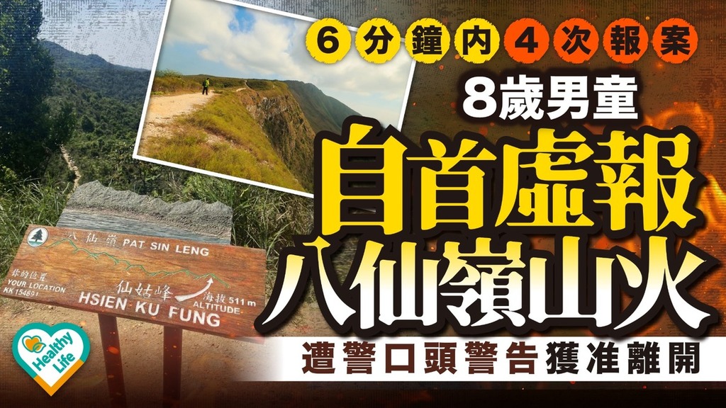 八仙嶺山火︱8歲男童自首虛報八仙嶺山火 遭警口頭警告獲准離開