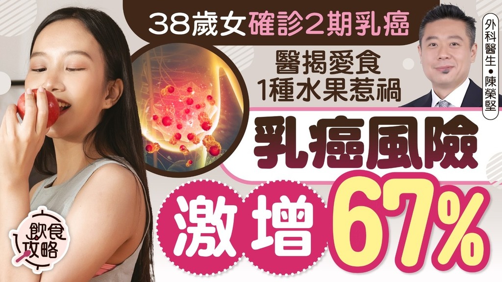 乳癌｜38歲養生女確診2期乳癌 愛食1種水果惹禍 醫生：患乳癌風險增67%
