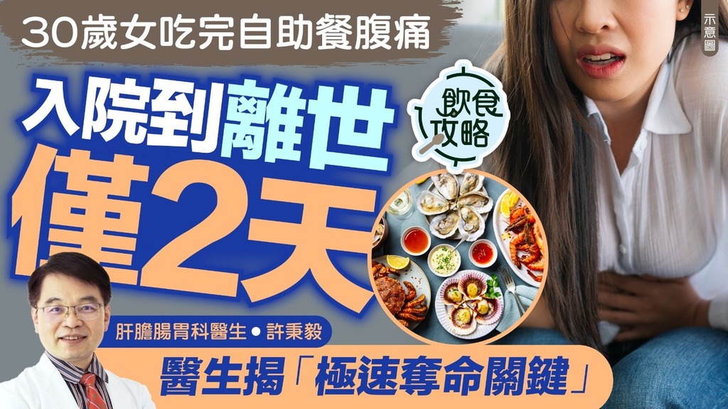 飲食危機｜30歲女吃完自助餐腹痛 入院到離世僅2天 醫生揭「極速奪命關鍵」