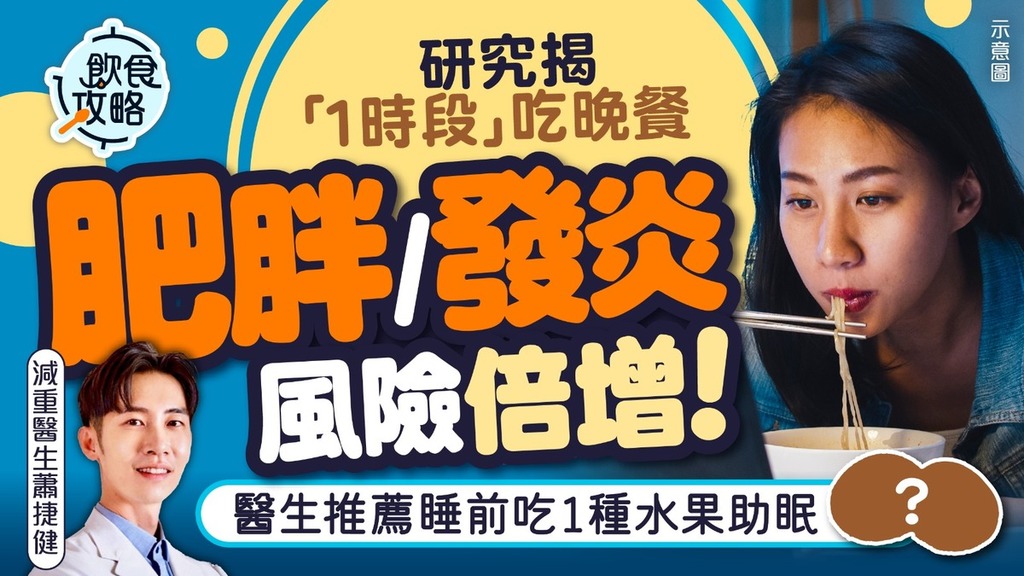 飲食攻略｜研究揭「1時段」吃晚餐 肥胖/發炎風險倍增 醫生推薦睡前吃1種水果助眠