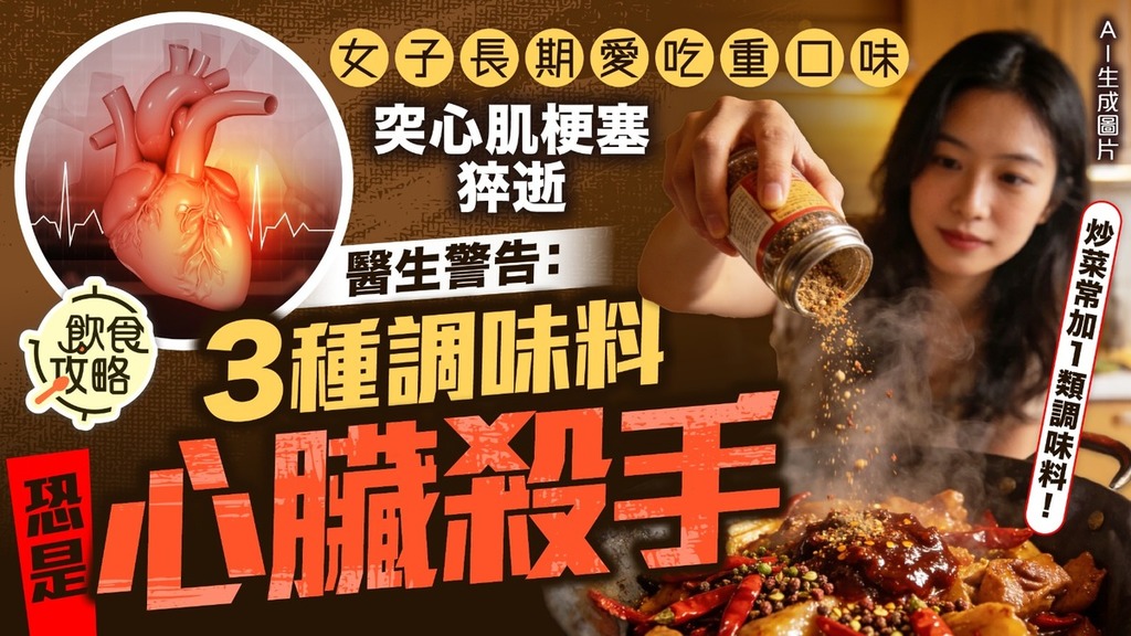 飲食地雷｜女子長期愛吃重口味 突心肌梗塞猝逝 醫生警告：3種調味料恐是心臟殺手