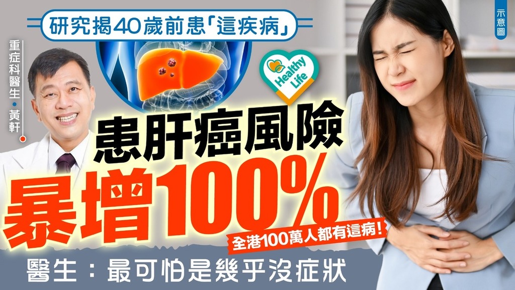 致癌危機｜研究揭40歲前患「這疾病」 患肝癌風險暴增100% 醫生：最可怕是幾乎沒症狀