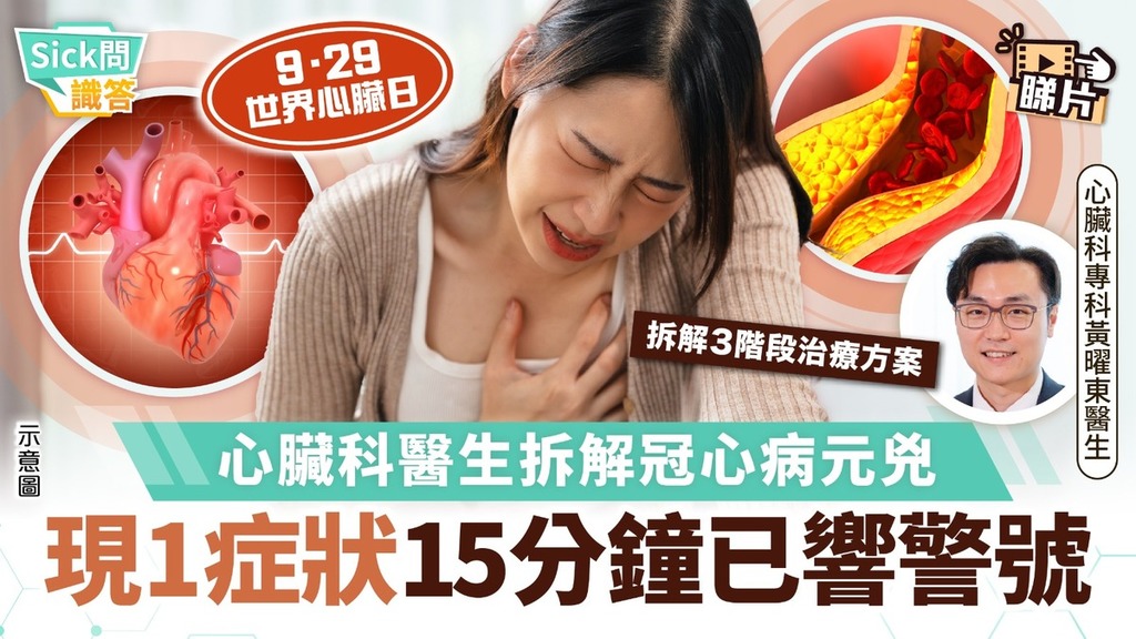 9·29世界心臟日｜心臟科醫生拆解冠心病元兇 現1症狀15分鐘已響警號 拆解3階段治療方案